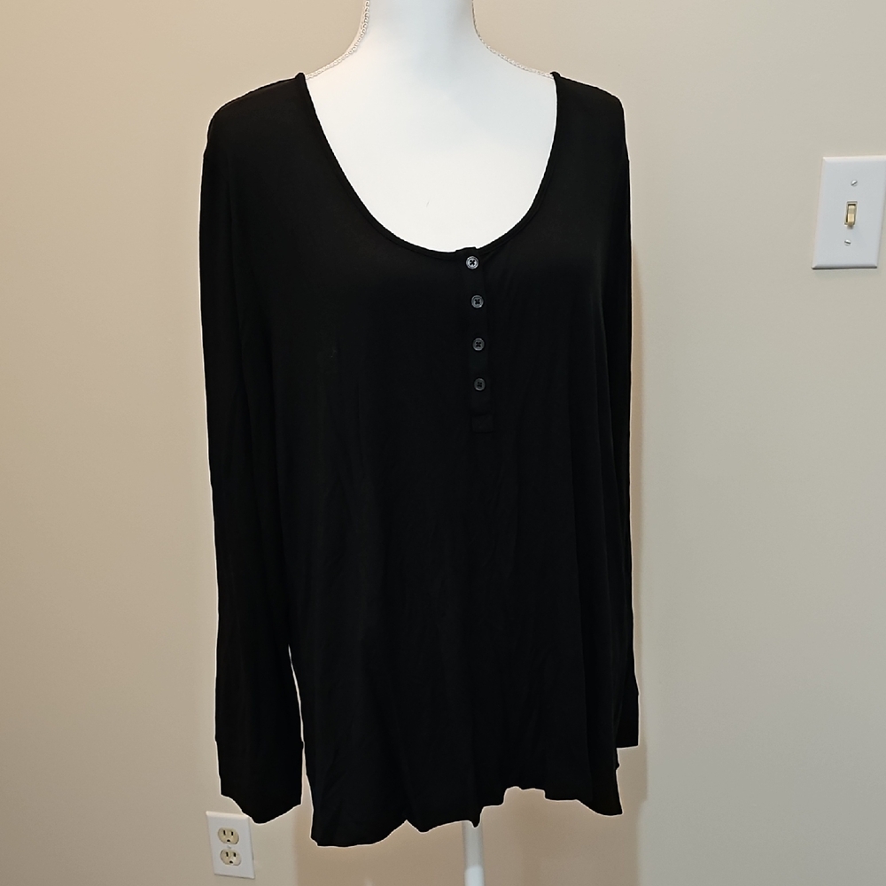 Soma Black Relaxed Buttoned Long Sleeve Blouse